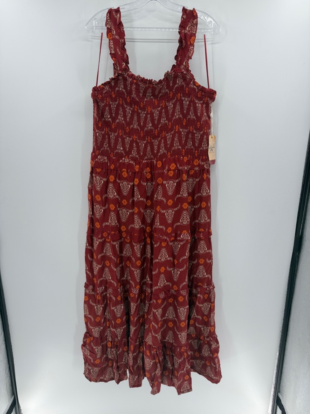 Cotton & Rye Wauna Sleeveless Smock Southwestern Maxi Dress - Brick - L - NWT